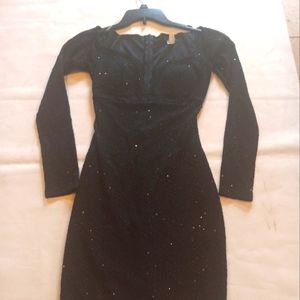 Black Sparkly V Neck Dress sz-sm
